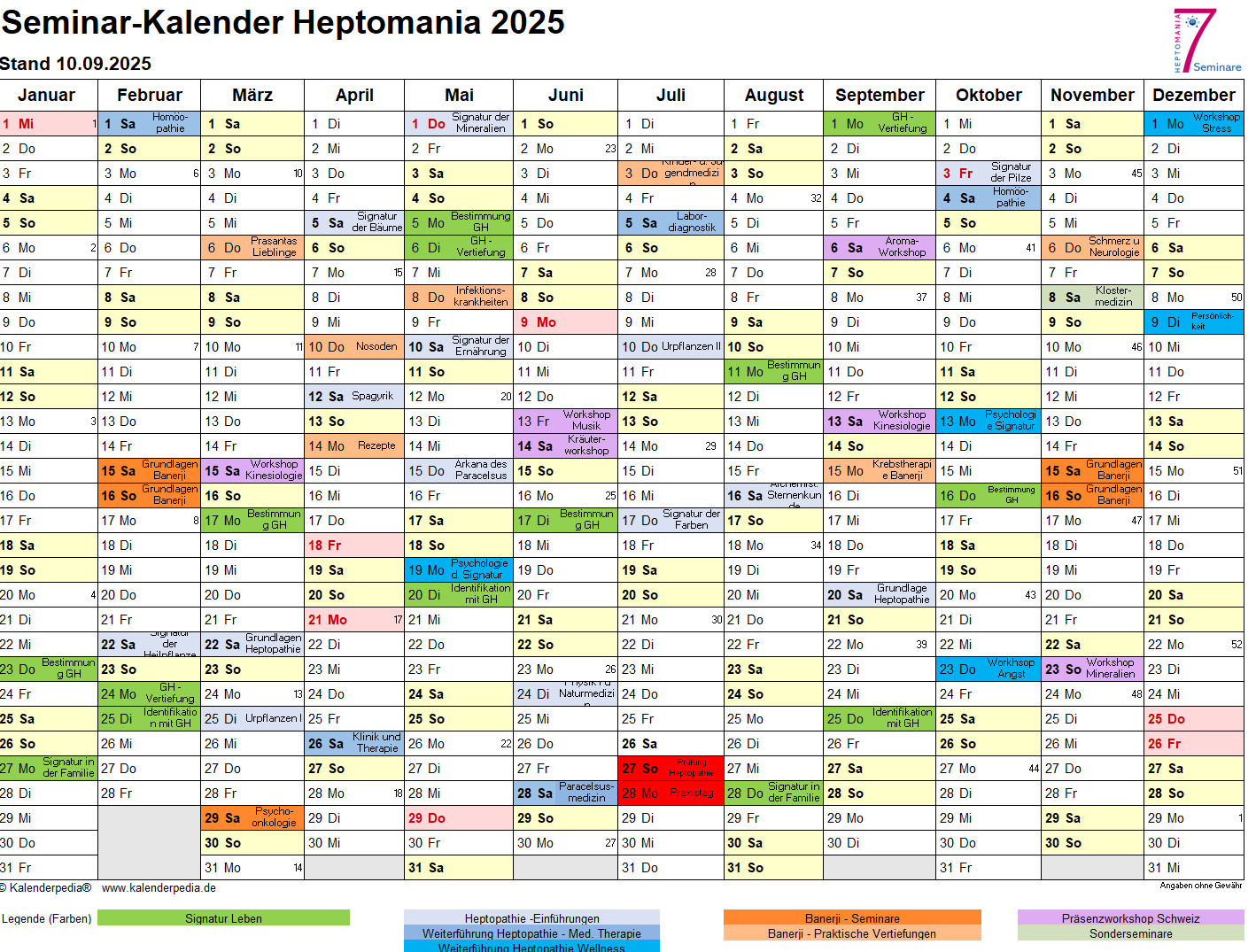 Seminarkalender 2025