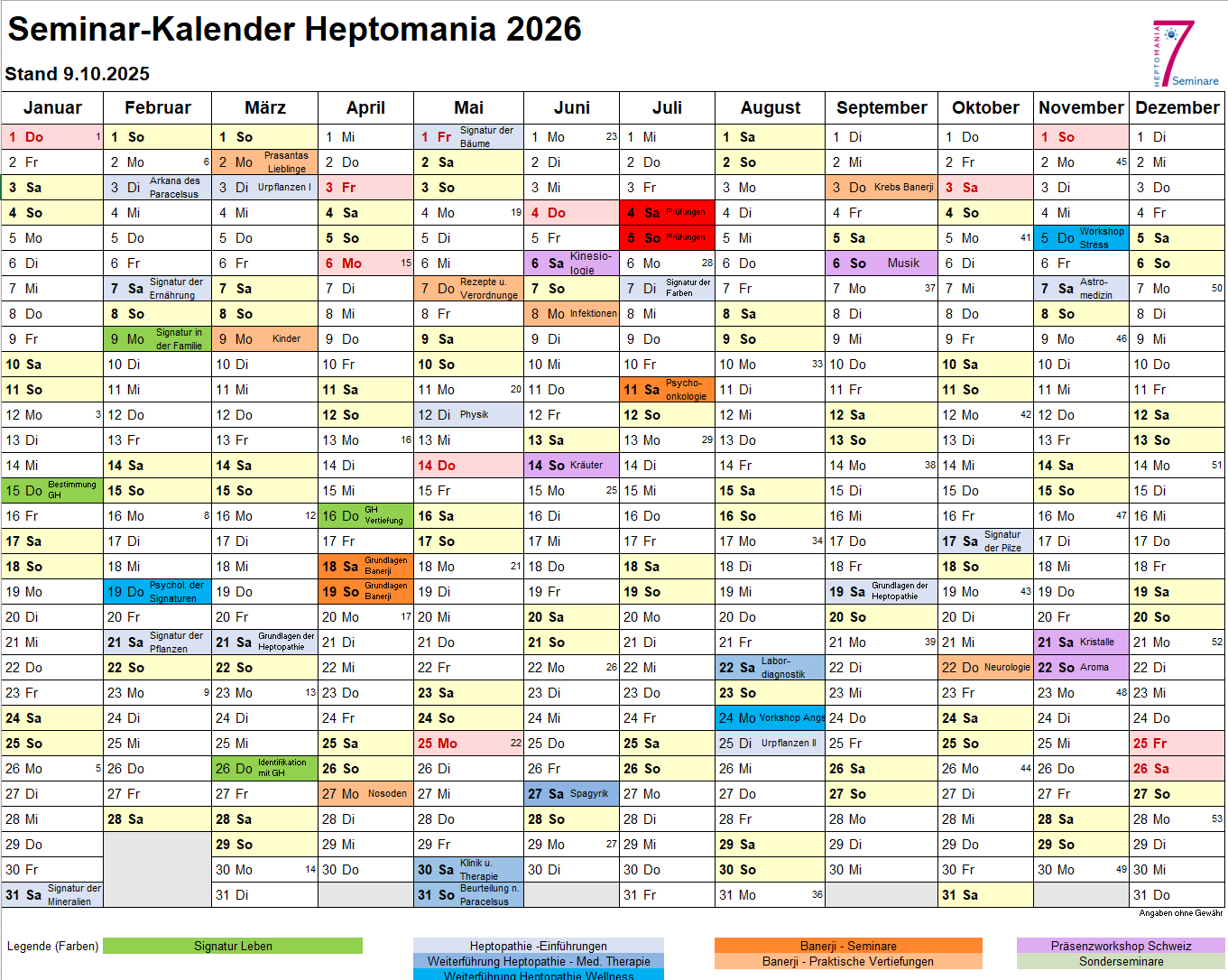 Seminarkalender 2026